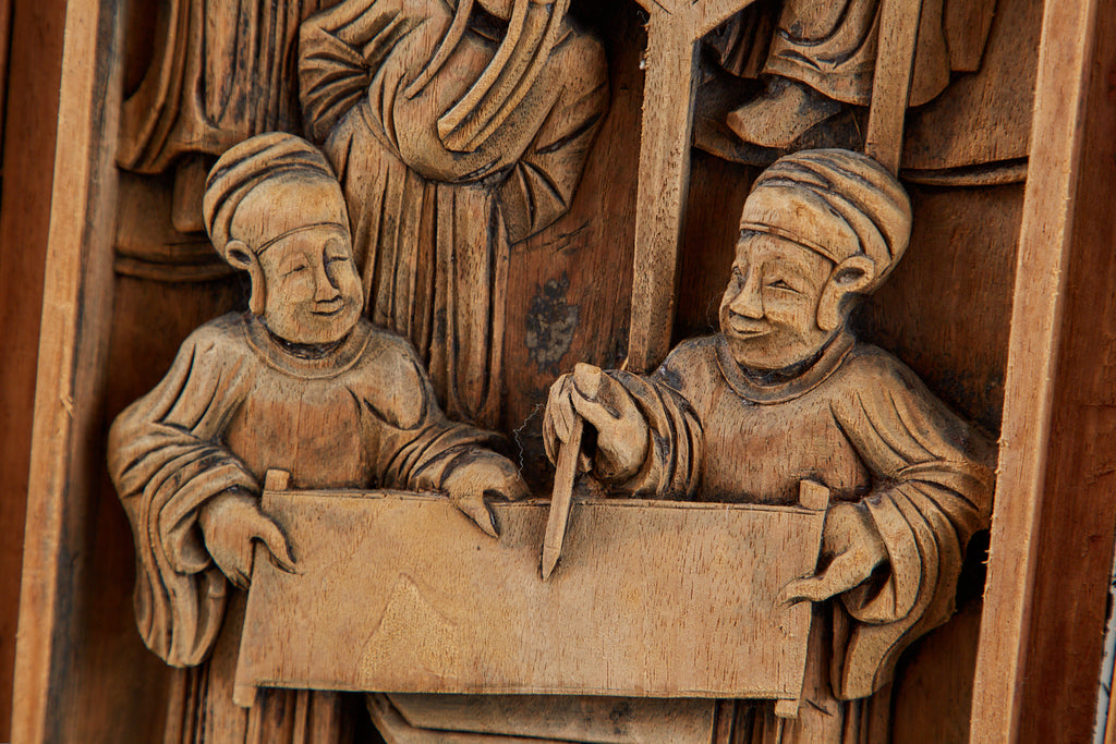 Chinese Qing Style Relief Carved Window Panel