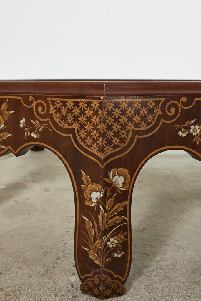 Baker Chinoiserie Octagonal Lacquered Brass Tray Cocktail Table