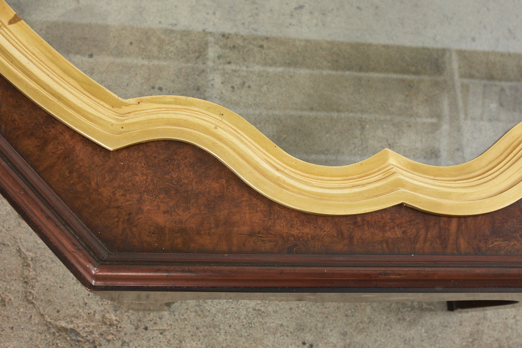 Baker Chinoiserie Octagonal Lacquered Brass Tray Cocktail Table