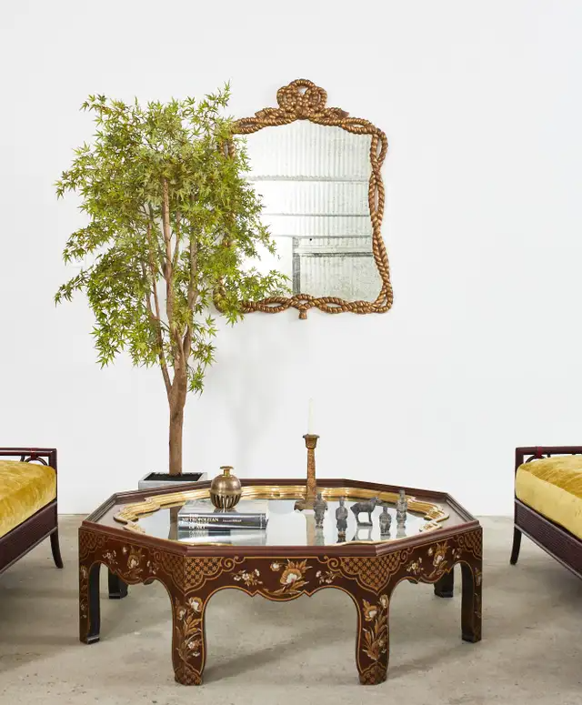 Napoleon III Style Carved Giltwood Rope Tassel Mirror