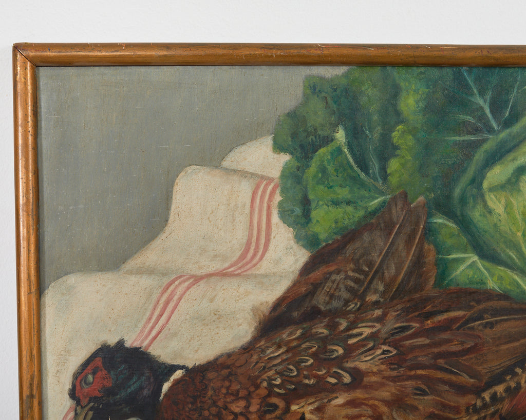 Midcentury French Baroque Style Still Life Pheasant with Cabbage