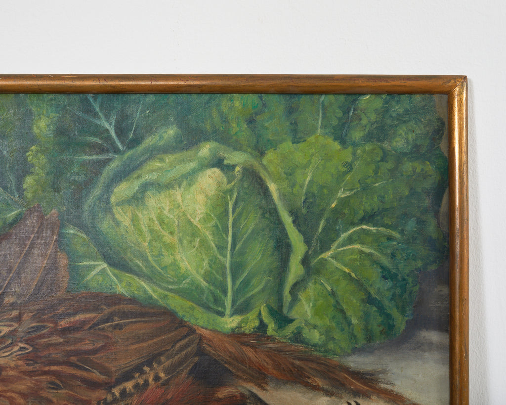 Midcentury French Baroque Style Still Life Pheasant with Cabbage