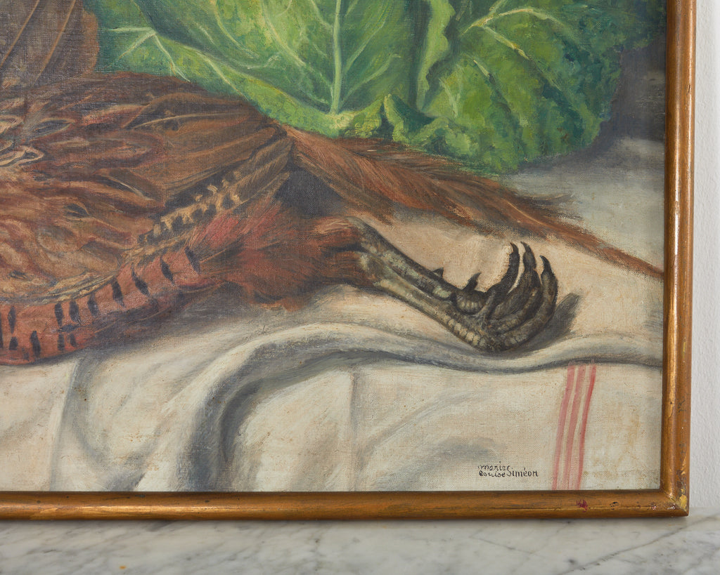 Midcentury French Baroque Style Still Life Pheasant with Cabbage