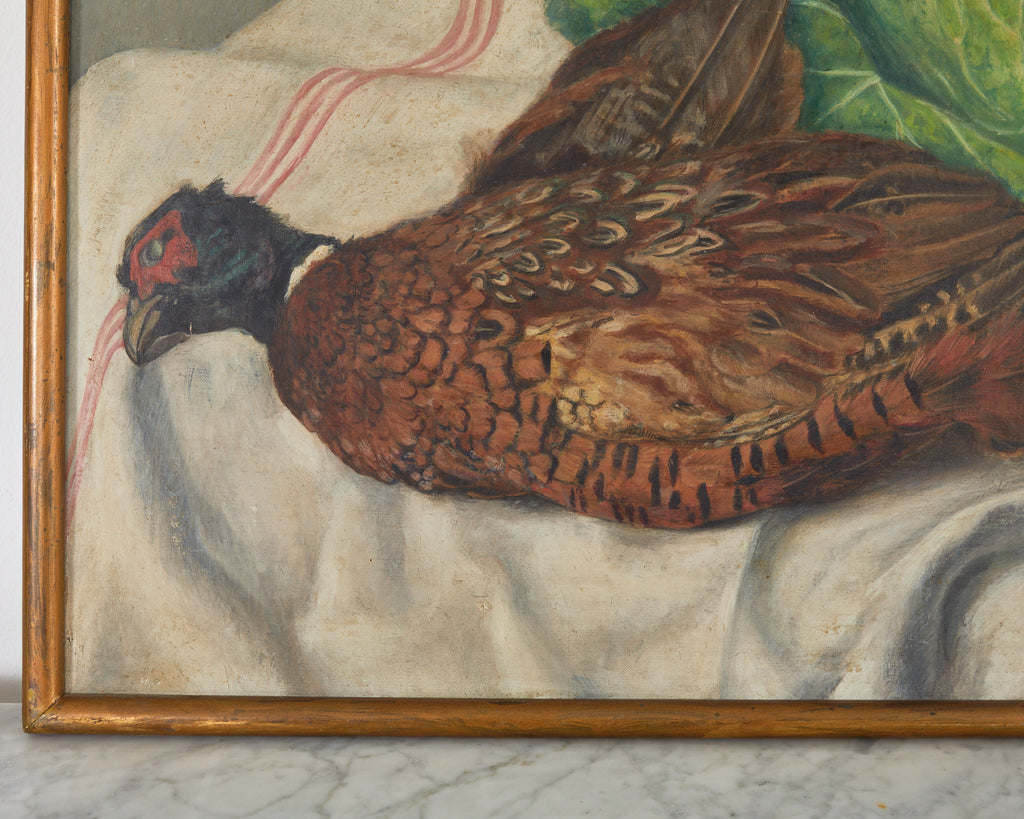 Midcentury French Baroque Style Still Life Pheasant with Cabbage