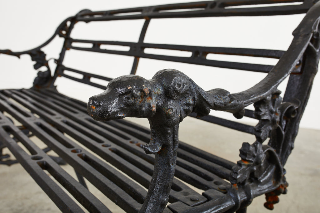 Pair of Coalbrookdale Serpent and Grape Pattern Iron Garden Benches