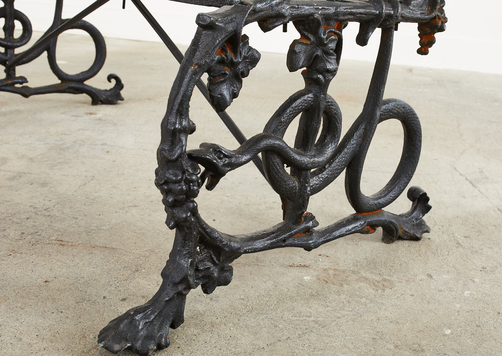 Pair of Coalbrookdale Serpent and Grape Pattern Iron Garden Benches