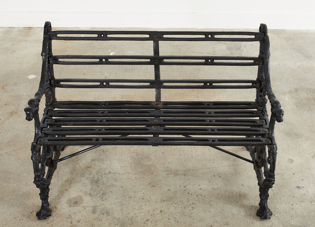 Pair of Coalbrookdale Serpent and Grape Pattern Iron Garden Benches