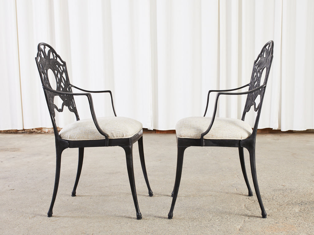 Set of Eight Art Nouveau Style Aluminum Garden Dining Armchairs