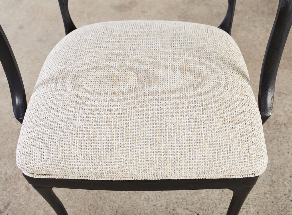 Set of Eight Art Nouveau Style Aluminum Garden Dining Armchairs