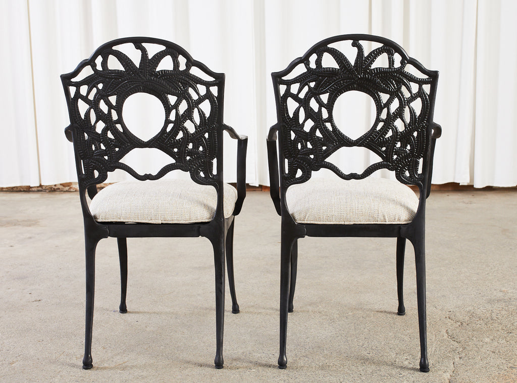 Set of Eight Art Nouveau Style Aluminum Garden Dining Armchairs