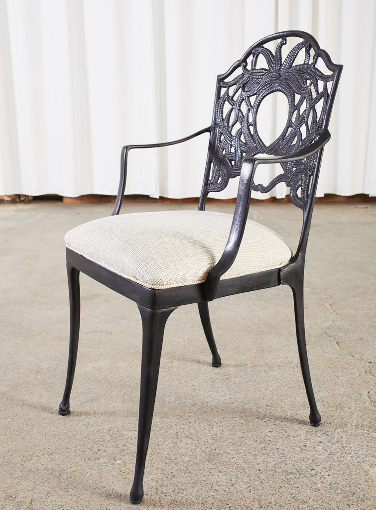 Set of Eight Art Nouveau Style Aluminum Garden Dining Armchairs