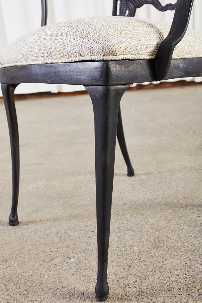 Set of Eight Art Nouveau Style Aluminum Garden Dining Armchairs