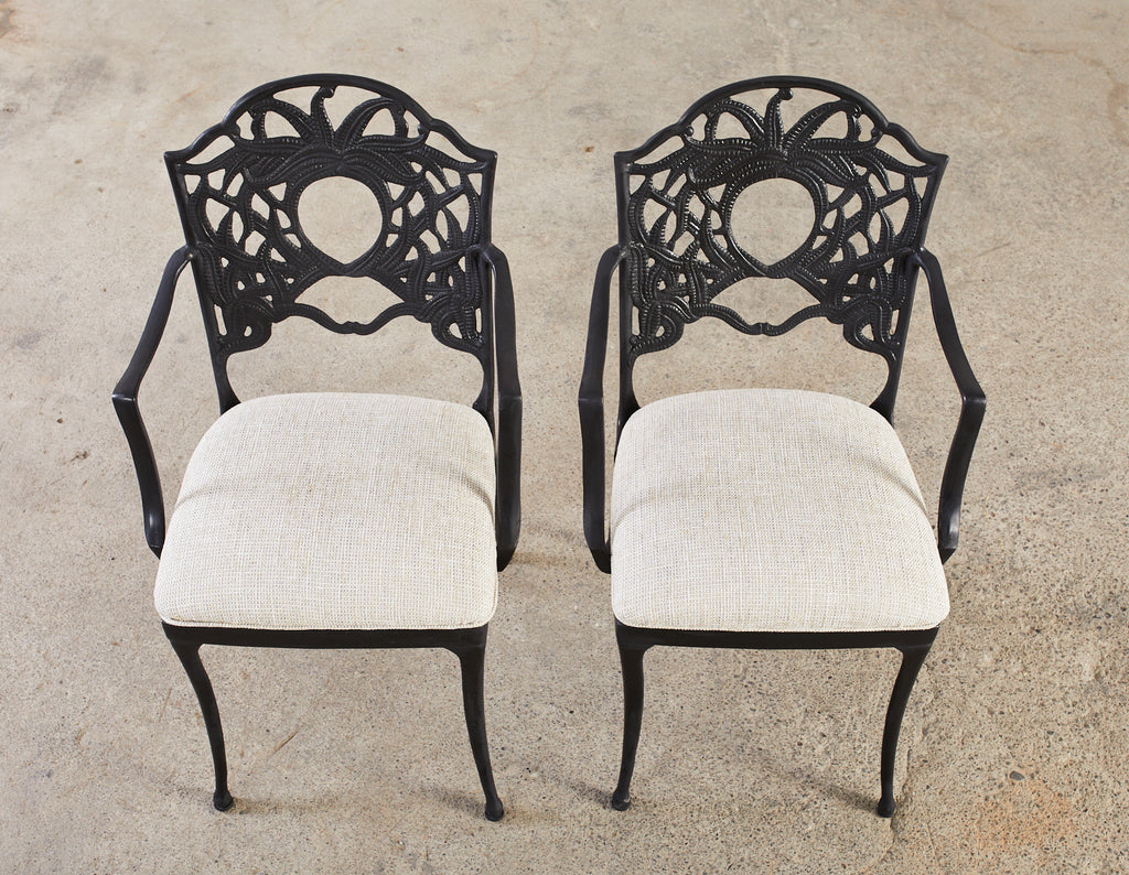 Set of Eight Art Nouveau Style Aluminum Garden Dining Armchairs