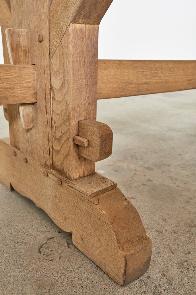 French Arts and Crafts Bleached Oak Farmhouse Dining Table