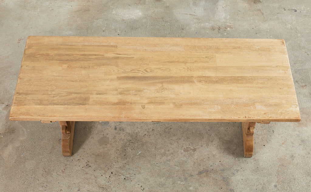 French Arts and Crafts Bleached Oak Farmhouse Dining Table