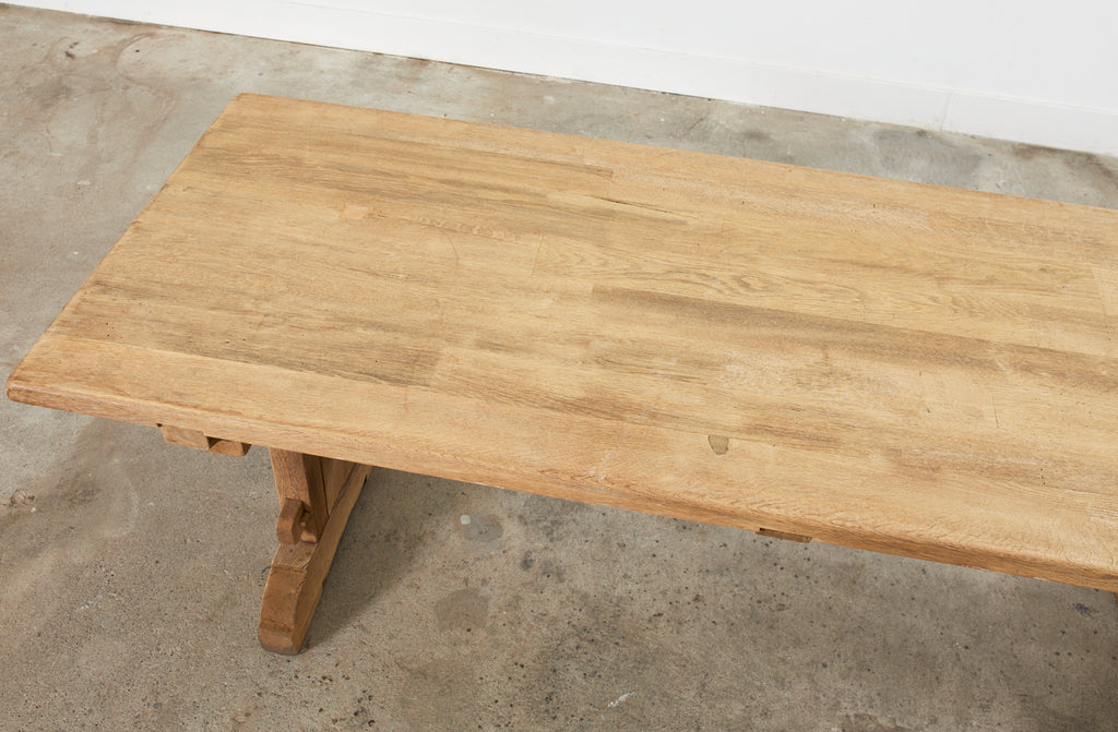 French Arts and Crafts Bleached Oak Farmhouse Dining Table