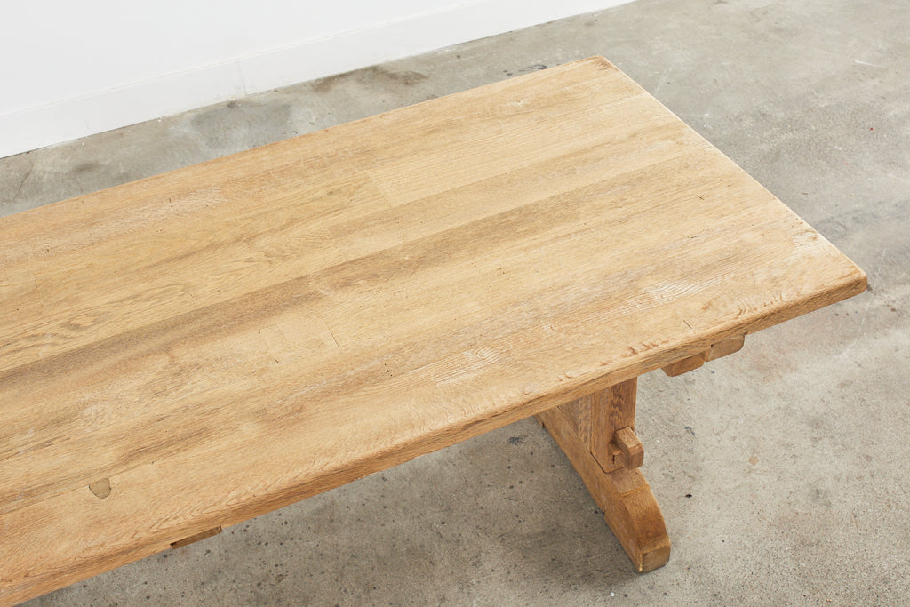 French Arts and Crafts Bleached Oak Farmhouse Dining Table