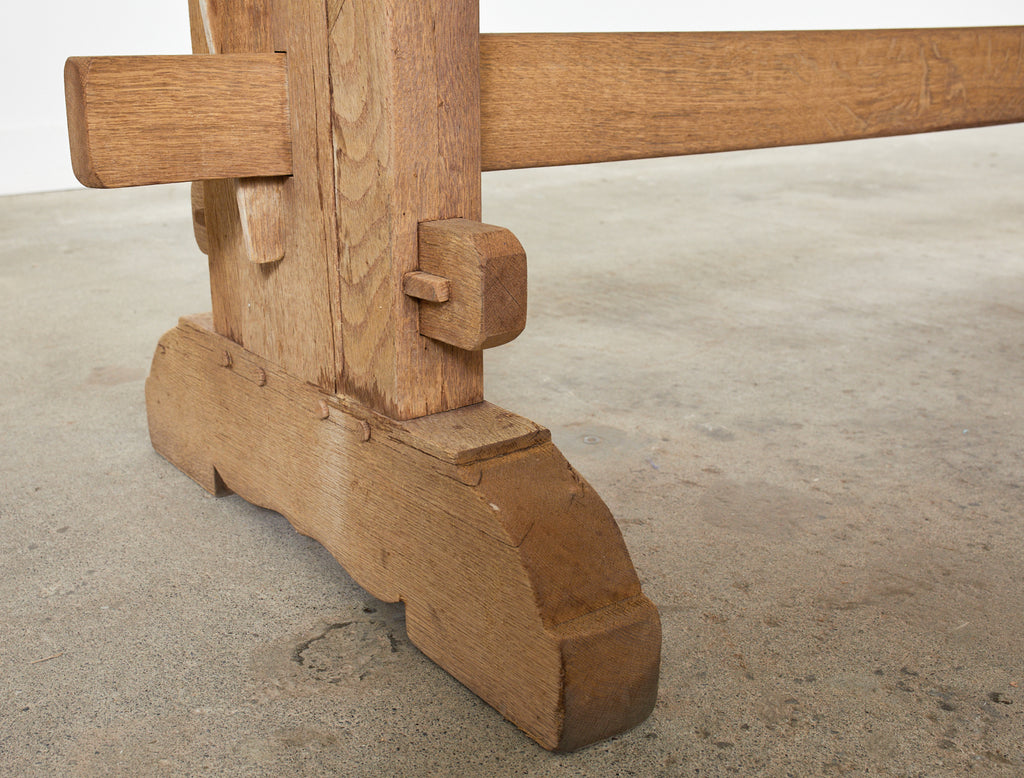 French Arts and Crafts Bleached Oak Farmhouse Dining Table