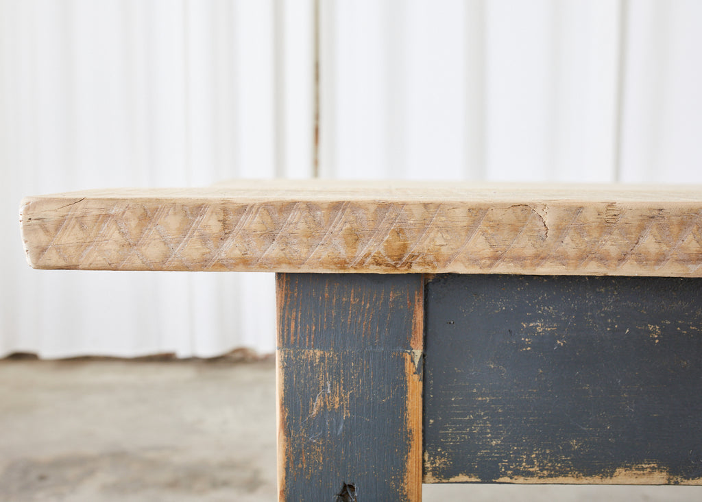 Country American Painted Pine Farmhouse Harvest Dining Table