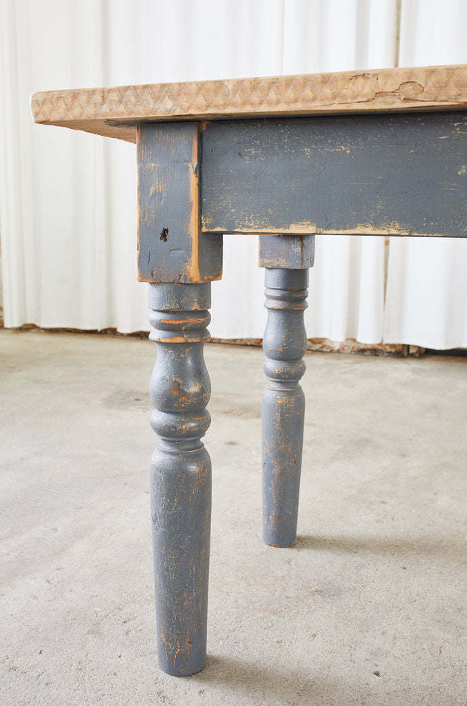 Country American Painted Pine Farmhouse Harvest Dining Table