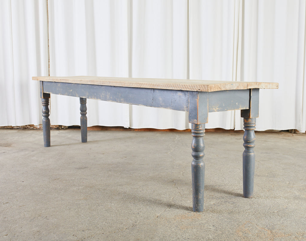 Country American Painted Pine Farmhouse Harvest Dining Table