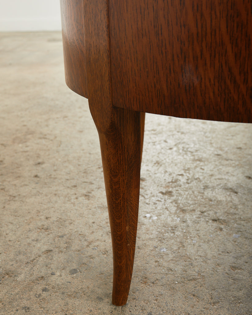 English Arts and Crafts Quarter Sawn Oak Stool with Bouclé