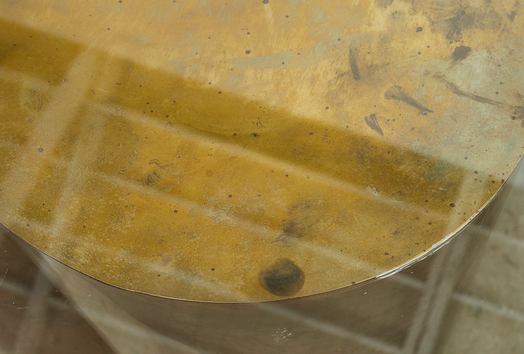 Mid-century Patinated Brass Quatrefoil Pedestal Dining Table