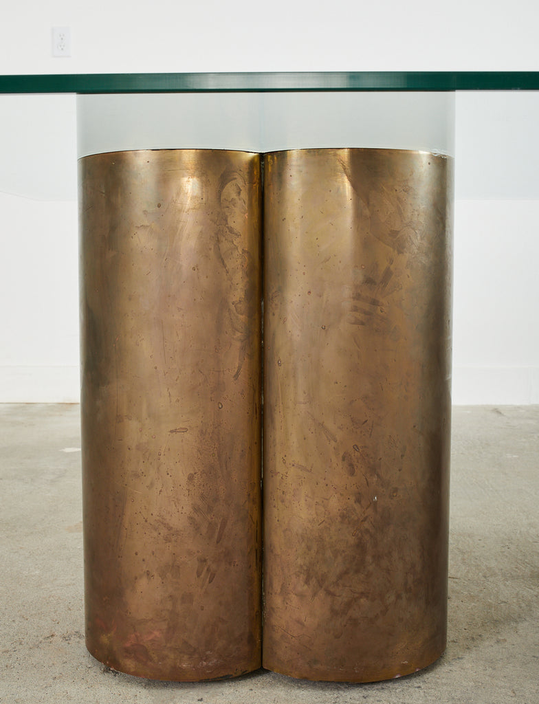 Mid-century Patinated Brass Quatrefoil Pedestal Dining Table