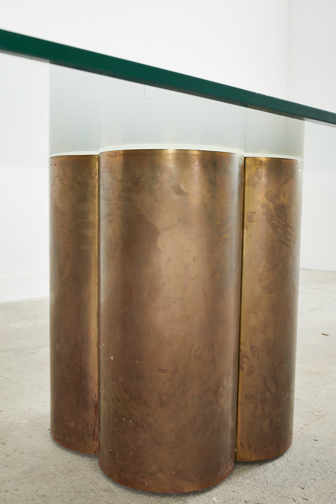 Mid-century Patinated Brass Quatrefoil Pedestal Dining Table