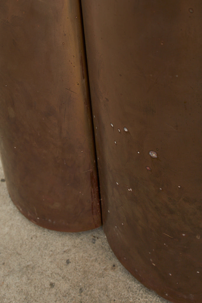 Mid-century Patinated Brass Quatrefoil Pedestal Dining Table