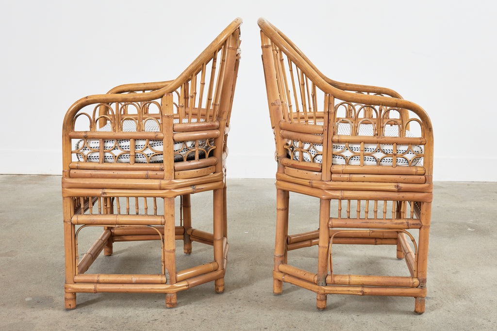 Set of Six Brighton Pavilion Style Bamboo Dining Armchairs