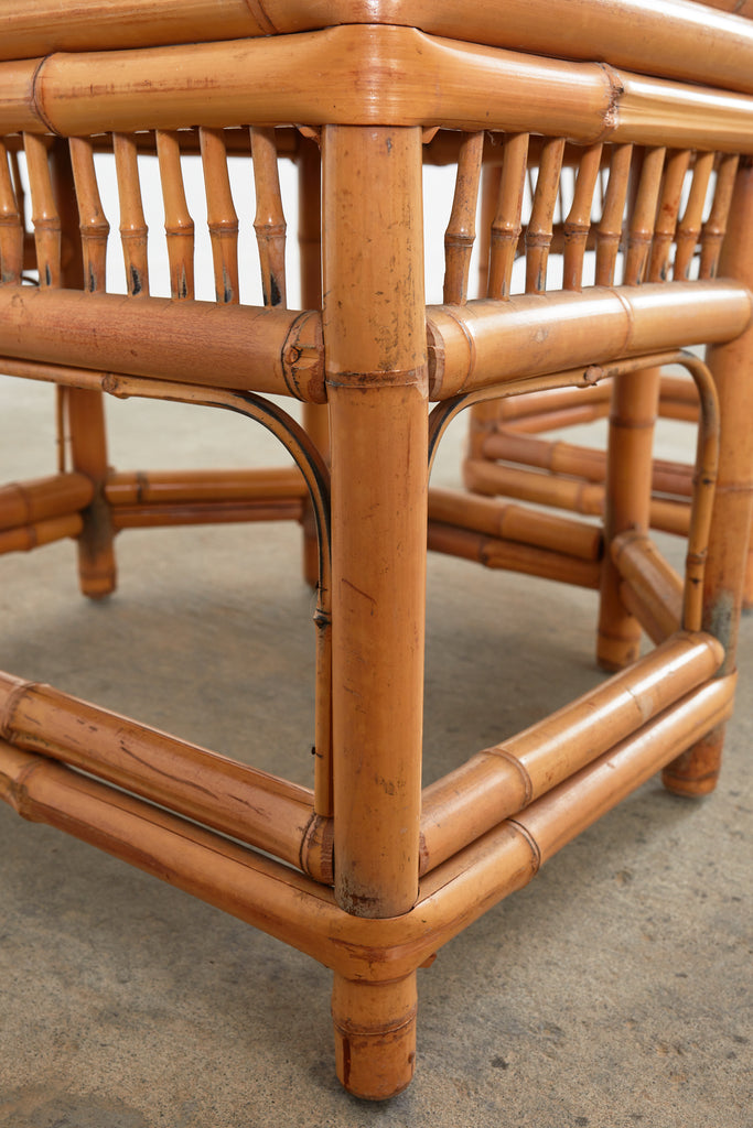 Set of Six Brighton Pavilion Style Bamboo Dining Armchairs