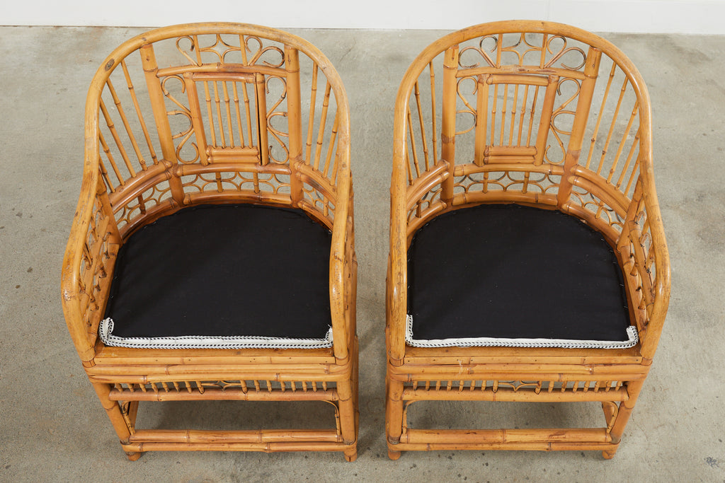 Set of Six Brighton Pavilion Style Bamboo Dining Armchairs