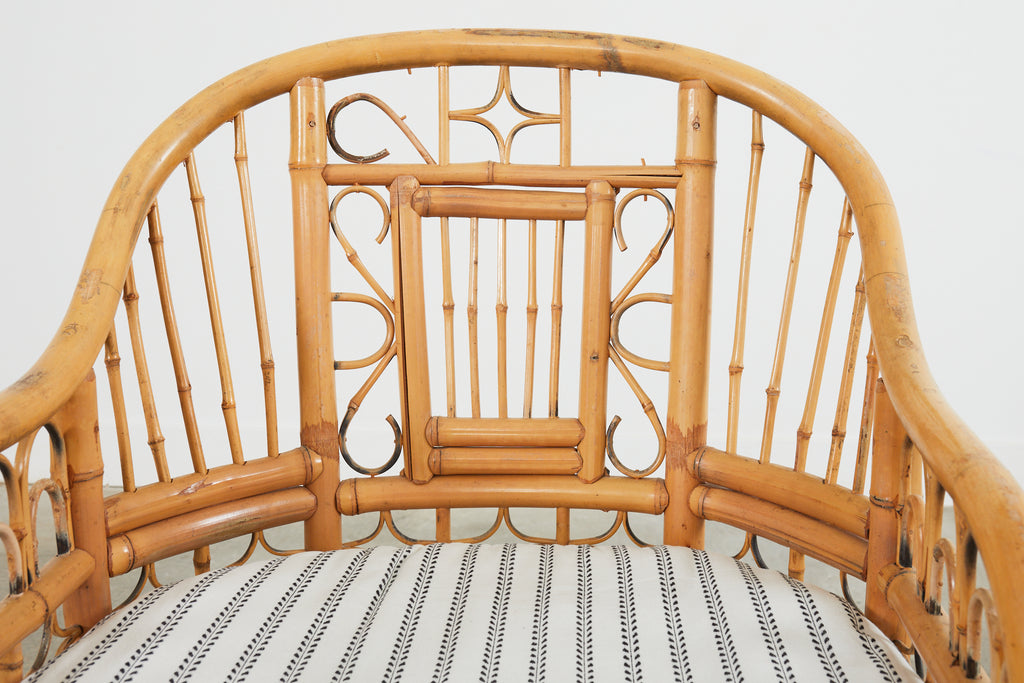 Set of Six Brighton Pavilion Style Bamboo Dining Armchairs