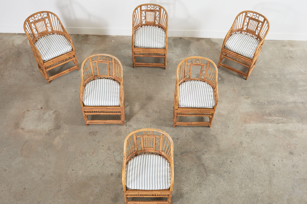 Set of Six Brighton Pavilion Style Bamboo Dining Armchairs