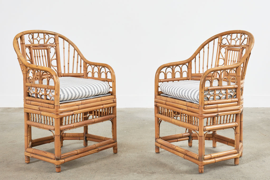 Set of Six Brighton Pavilion Style Bamboo Dining Armchairs