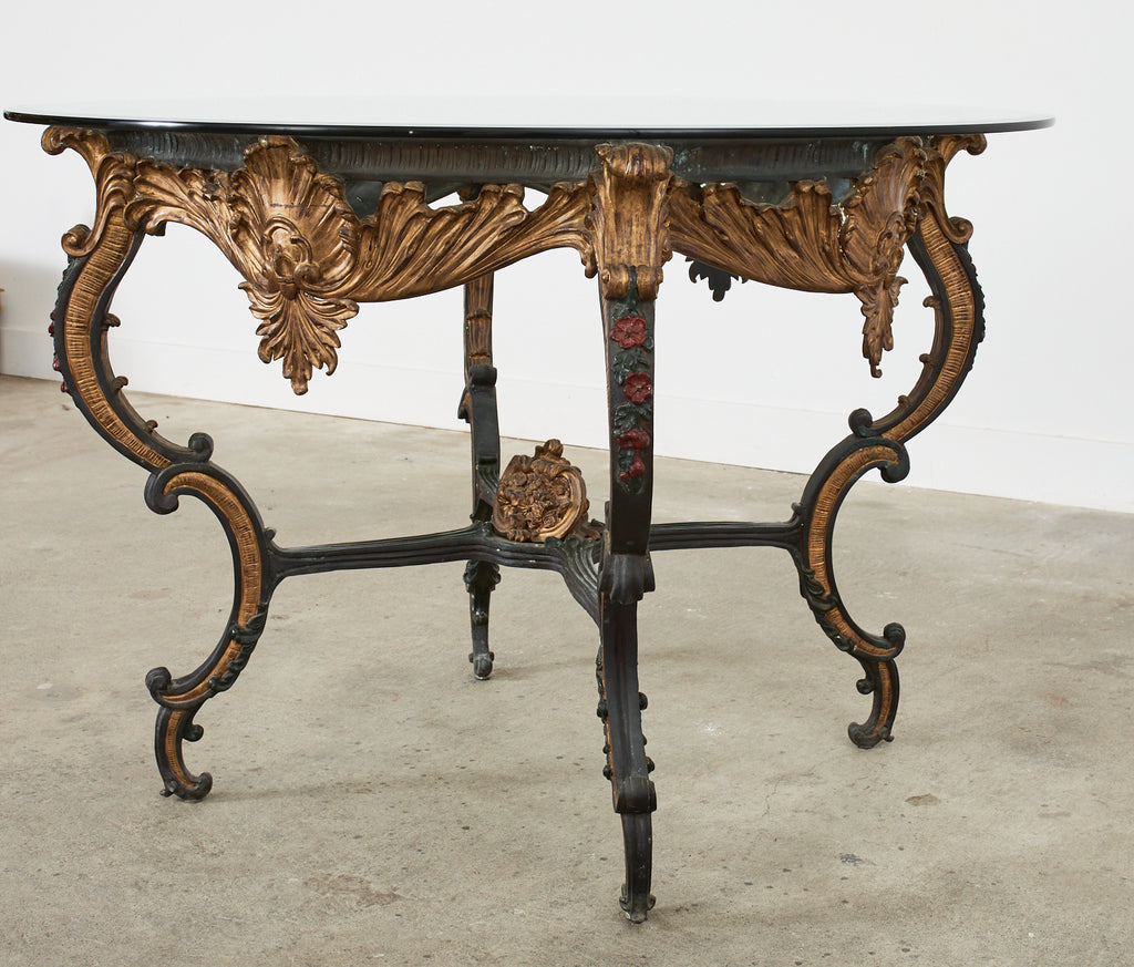 Italian Baroque Style Solid Bronze Lacquered Center Table