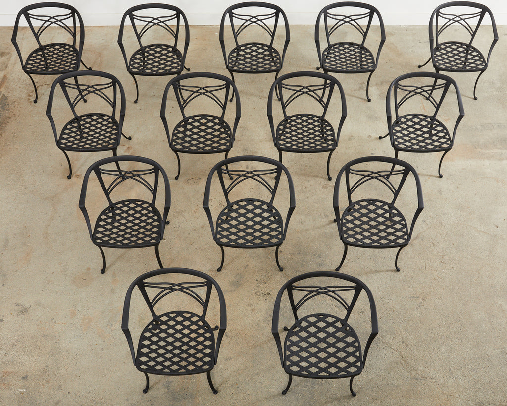 Set of 14 Brown Jordan Classic Garden Dining Armchairs