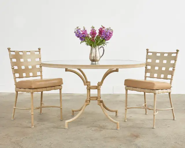 Set of Four Brown Jordan Neoclassical Style Garden Dining Chairs