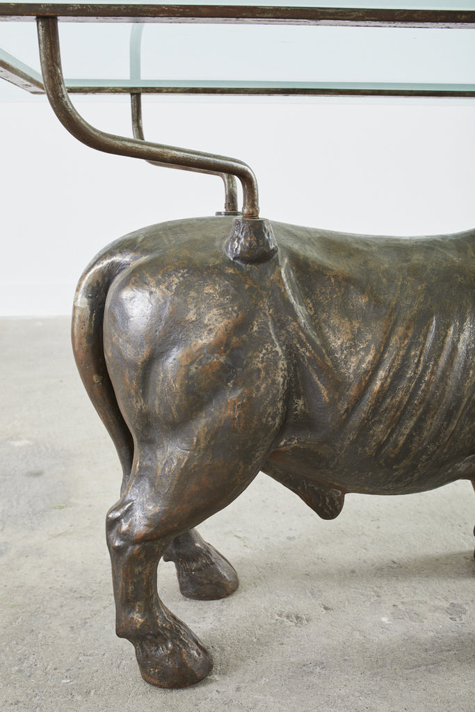 19th Century French Bronzed Iron Bull Dining Table