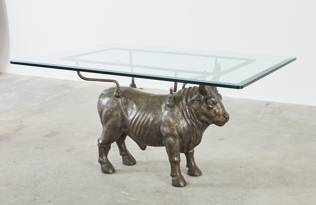19th Century French Bronzed Iron Bull Dining Table