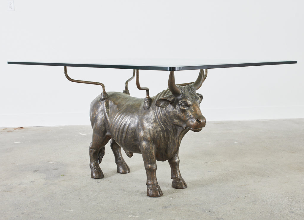 19th Century French Bronzed Iron Bull Dining Table