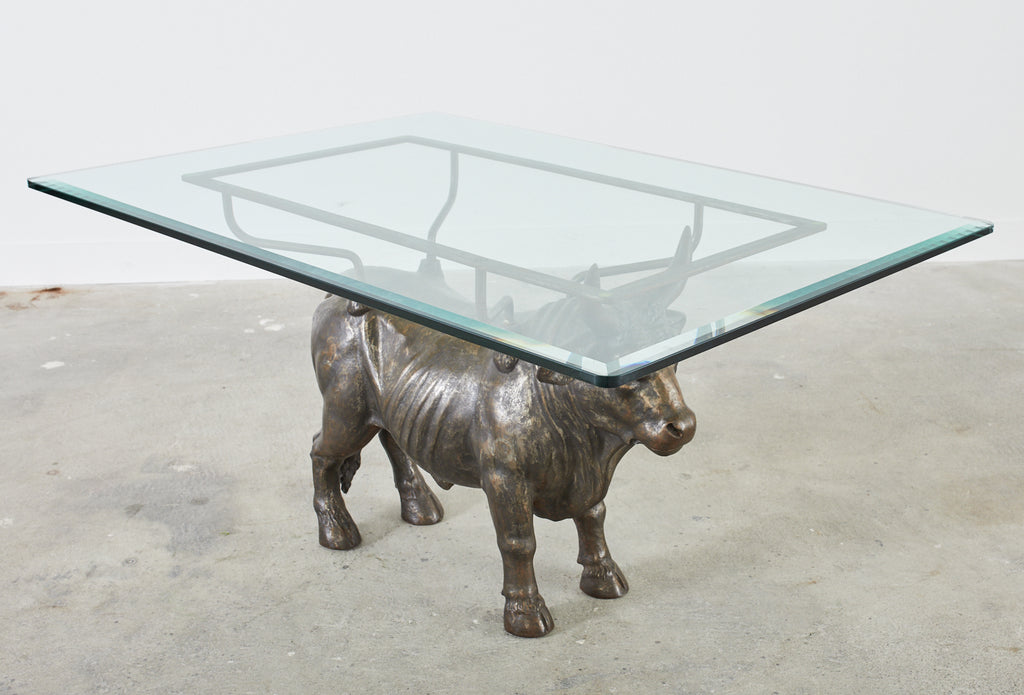 19th Century French Bronzed Iron Bull Dining Table