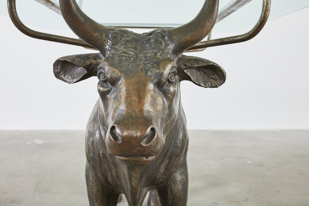 19th Century French Bronzed Iron Bull Dining Table