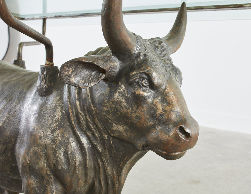 19th Century French Bronzed Iron Bull Dining Table