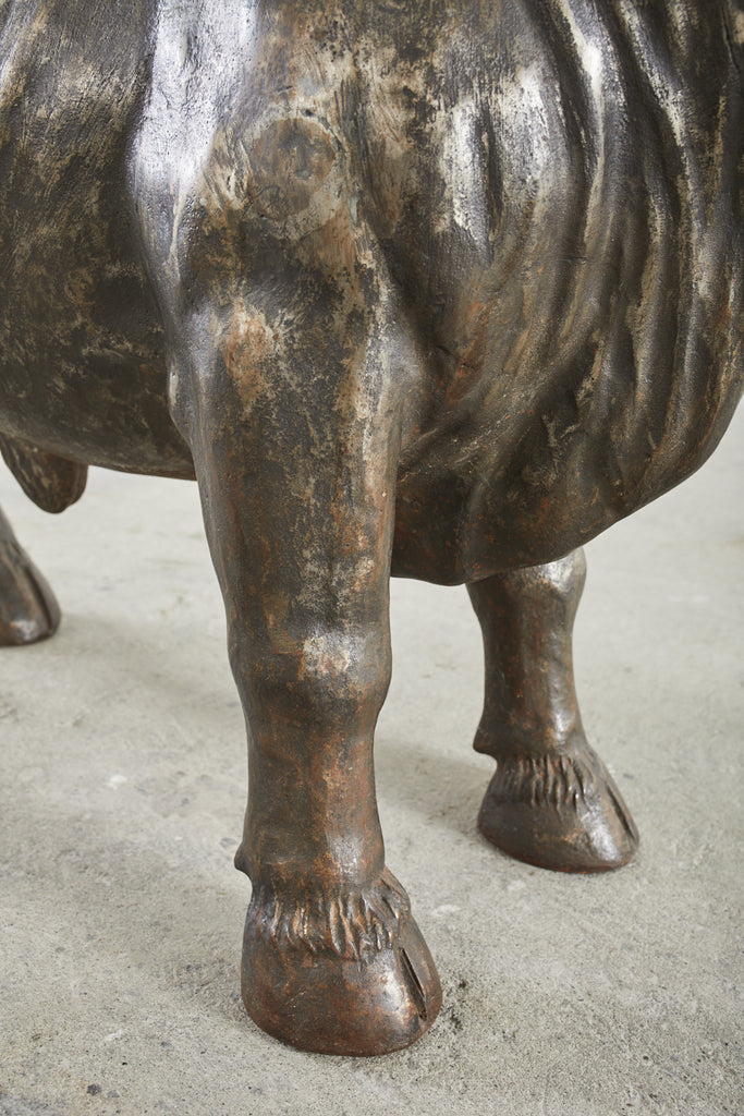 19th Century French Bronzed Iron Bull Dining Table