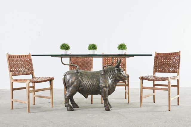 19th Century French Bronzed Iron Bull Dining Table