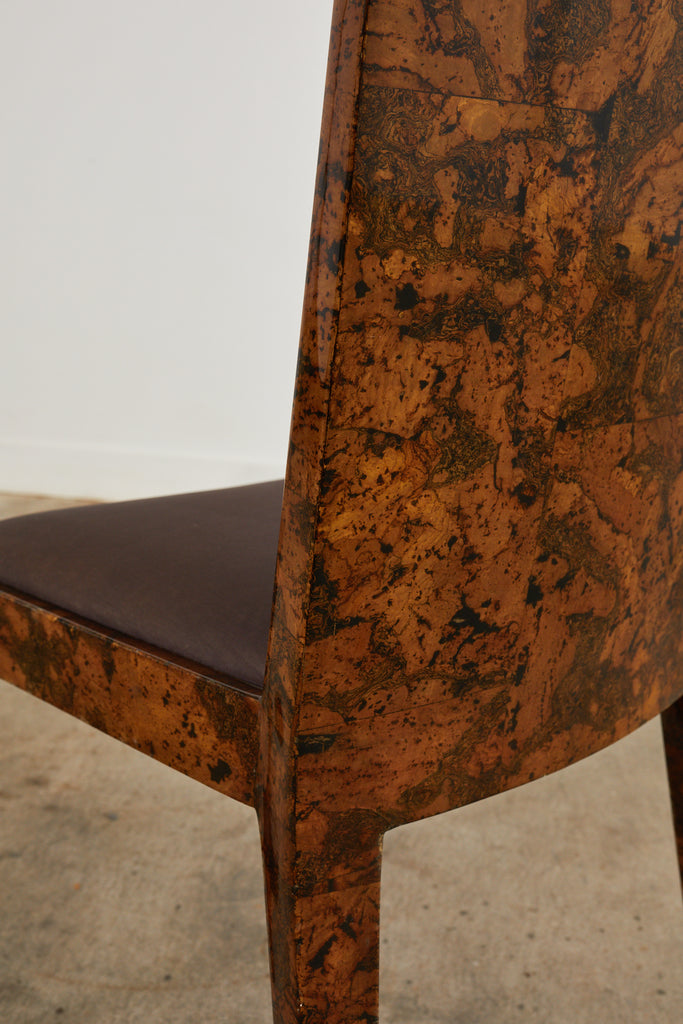 Karl Springer JMF Chair Lacquered Burlwood Patchwork