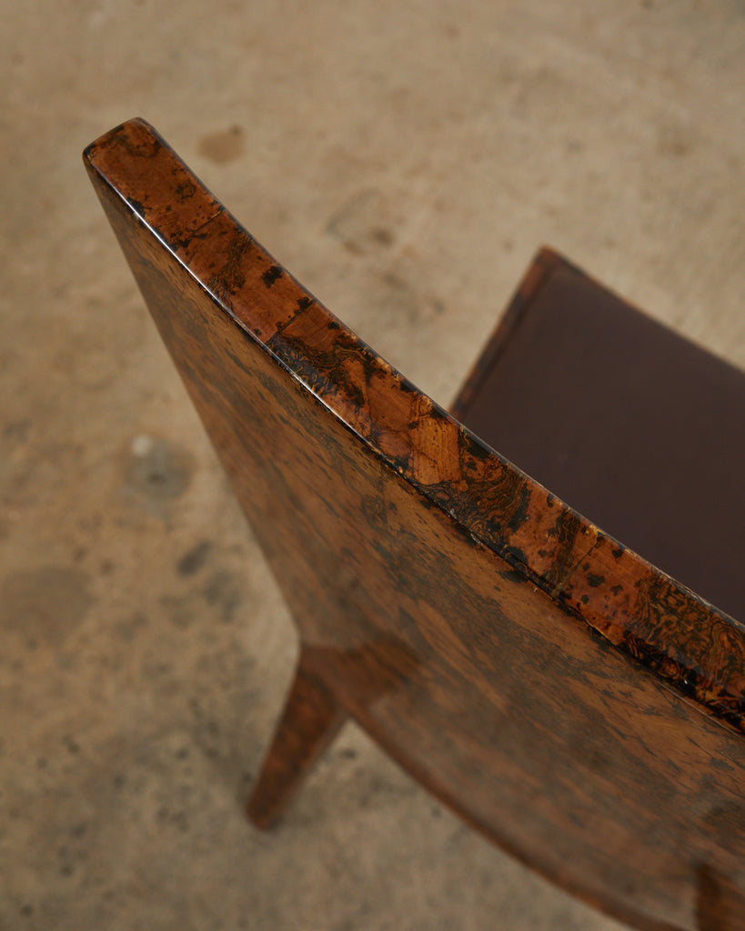 Karl Springer JMF Chair Lacquered Burlwood Patchwork