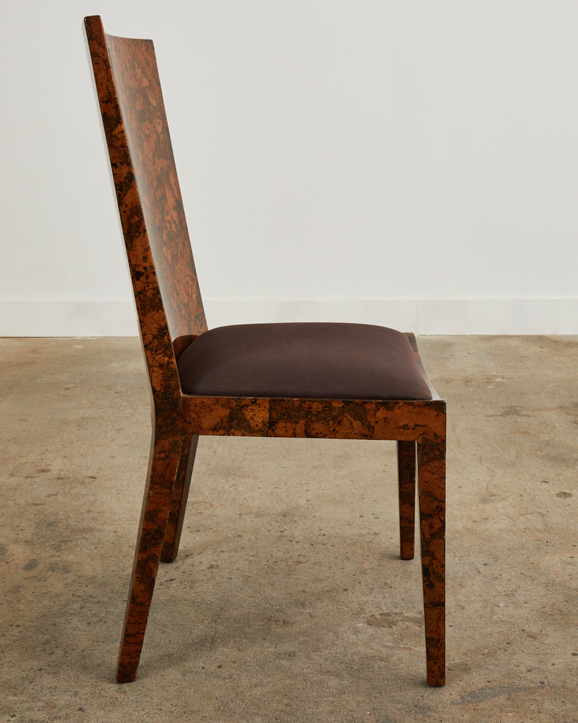 Karl Springer JMF Chair Lacquered Burlwood Patchwork